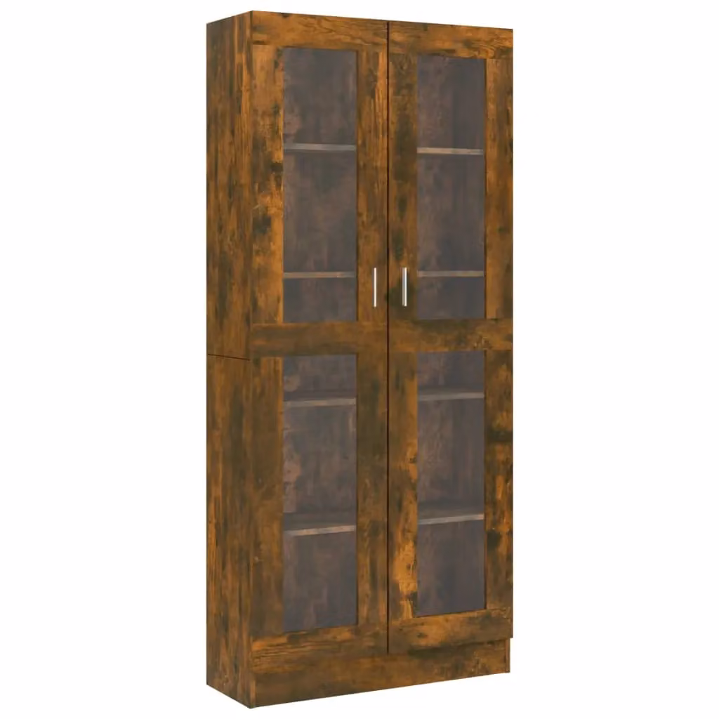 Berkfield Home Vitrine Cabinet in Smoked Oak, Brown, W/D/H: 82.5 x 30.5 x 185.5 cm – 2