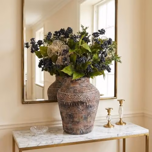 Leaf Aztec Large Composite Textured Plant Pot in Dark Brown, H 40 cm x W 32 cm – 2