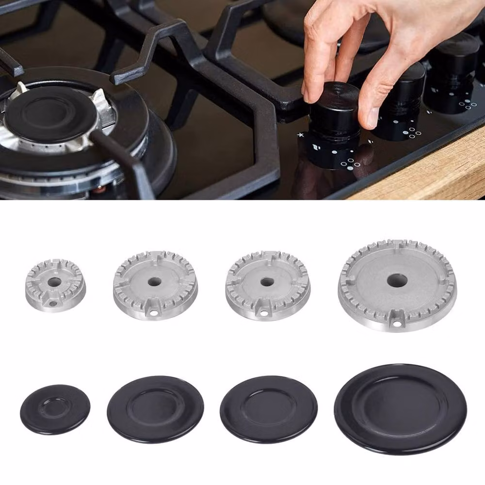 EONLION 4-Piece Black Gas Hob Burner Cap Kit for UK Cookers – 2