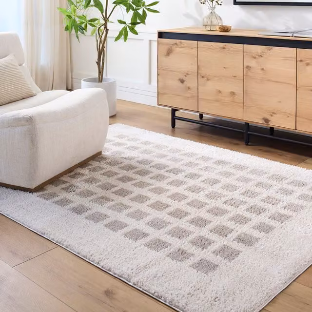 Livabliss Fossay Shag Washable Modern High Pile Rug in Mid Grey, W: 160 cm, L: 215 cm – 1