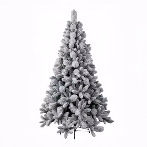 SHATCHI 6ft Frosted Snowy Boulder Helsinki Fir Artificial Christmas Tree in Green, H: 180 cm, W: 120 cm, D: 100 cm