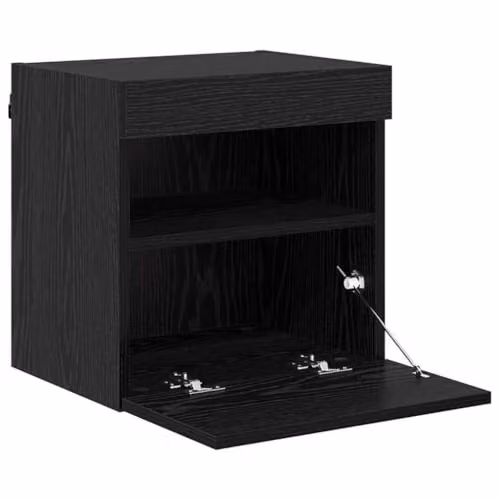 vidaXL Set of 2 Modern Wall-Mounted TV Cabinets in Black and Multicolour Engineered Wood with Integrated Lighting and Internal Shelves – 3