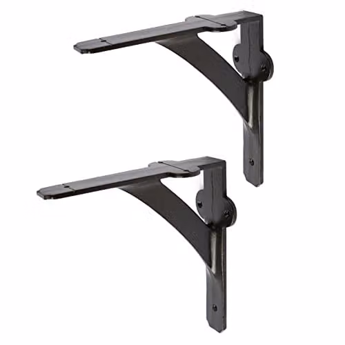 Hammer and Tongs Matt Black Iron Shelf Bracket, Pack of 2, Diameter: 150 mm – 1