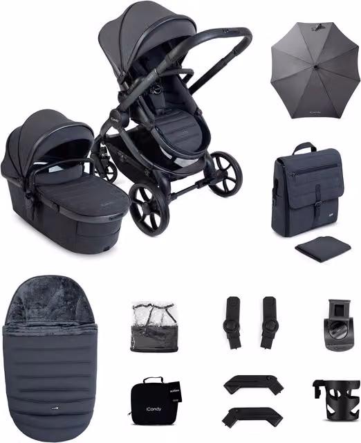 iCandy Peach 8 Complete 3-in-1 Convertible Kombi Bundle in Grey