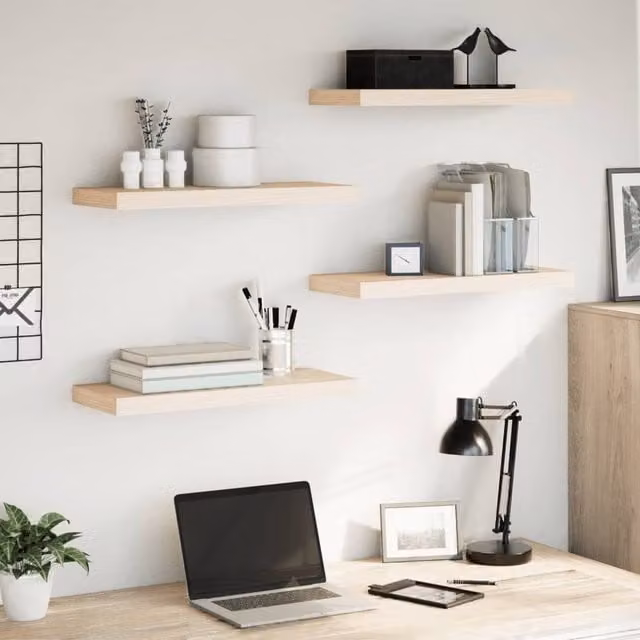 Berkfield Home Floating Shelves, 4 Piece Brown Engineered Wood Set, W: 60 cm, D: 23.5 cm, H: 4 cm – 1