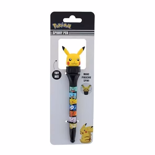 Blueprint Collections Pokemon Spinny Pen with Pikachu Topper in Black and Multicolour