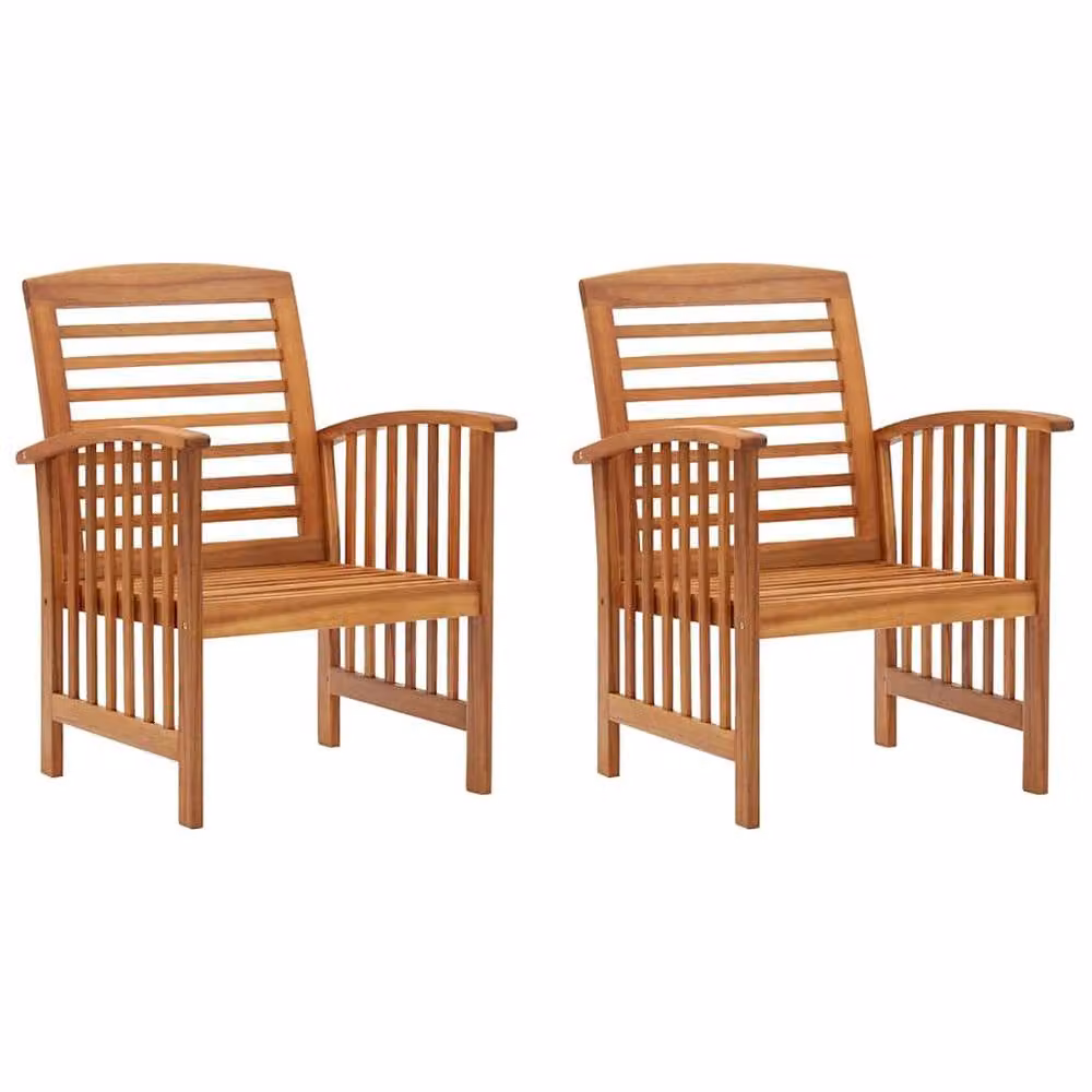Berkfield Home Beautiful Garden Chairs, Set of 2, Oiled Solid Acacia Wood, Brown – 2