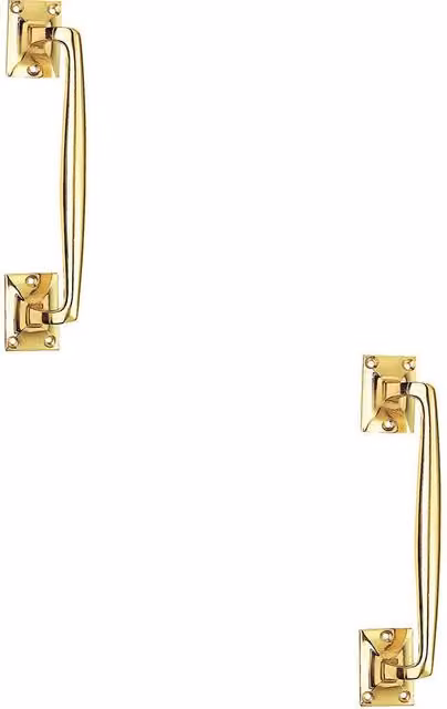 Loops 2x One Piece Door Pull Handles, Polished Brass, Length: 250 mm, Projection: 54 mm