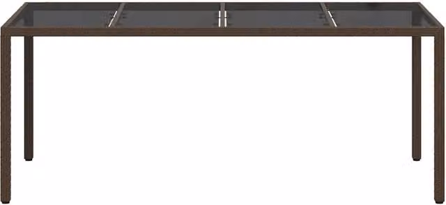 Berkfield Home Brown Poly Rattan Garden Dining Table W/D/H: 190 x 90 x 75.5 cm
