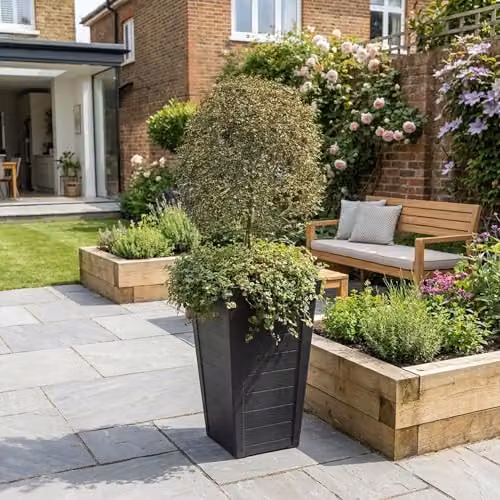 Nicoman Black Rubber Tall Square Planter, W/D/H: 37 x 37 x 57 cm – 7