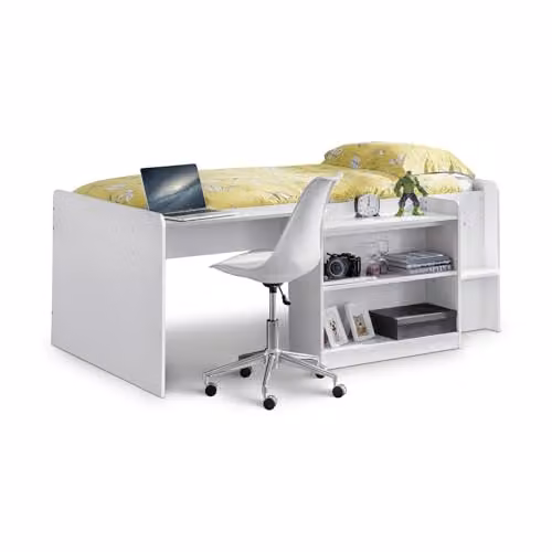 Julian Bowen Neptune White Cabin Midsleeper Bed with Side Compartments