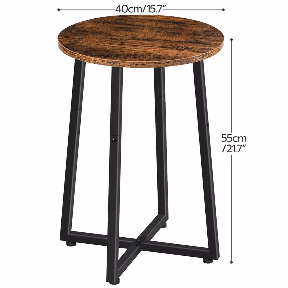 FLAVORA Round Small Side Table in Brown – 2