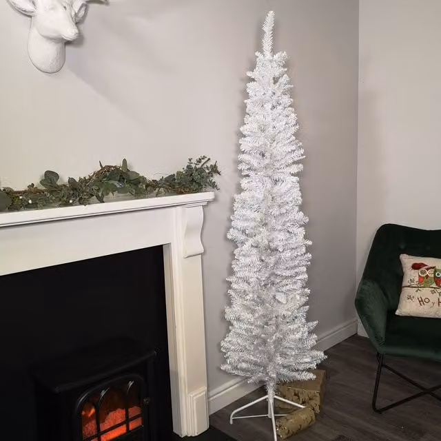 Samuel Alexander Premier Pencil Style Slim Christmas Tree in White – 1