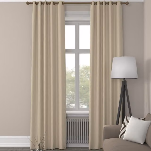 Terrys Made to Measure Plain Blackout Fabric Panel Curtain with Eyelets in Beige