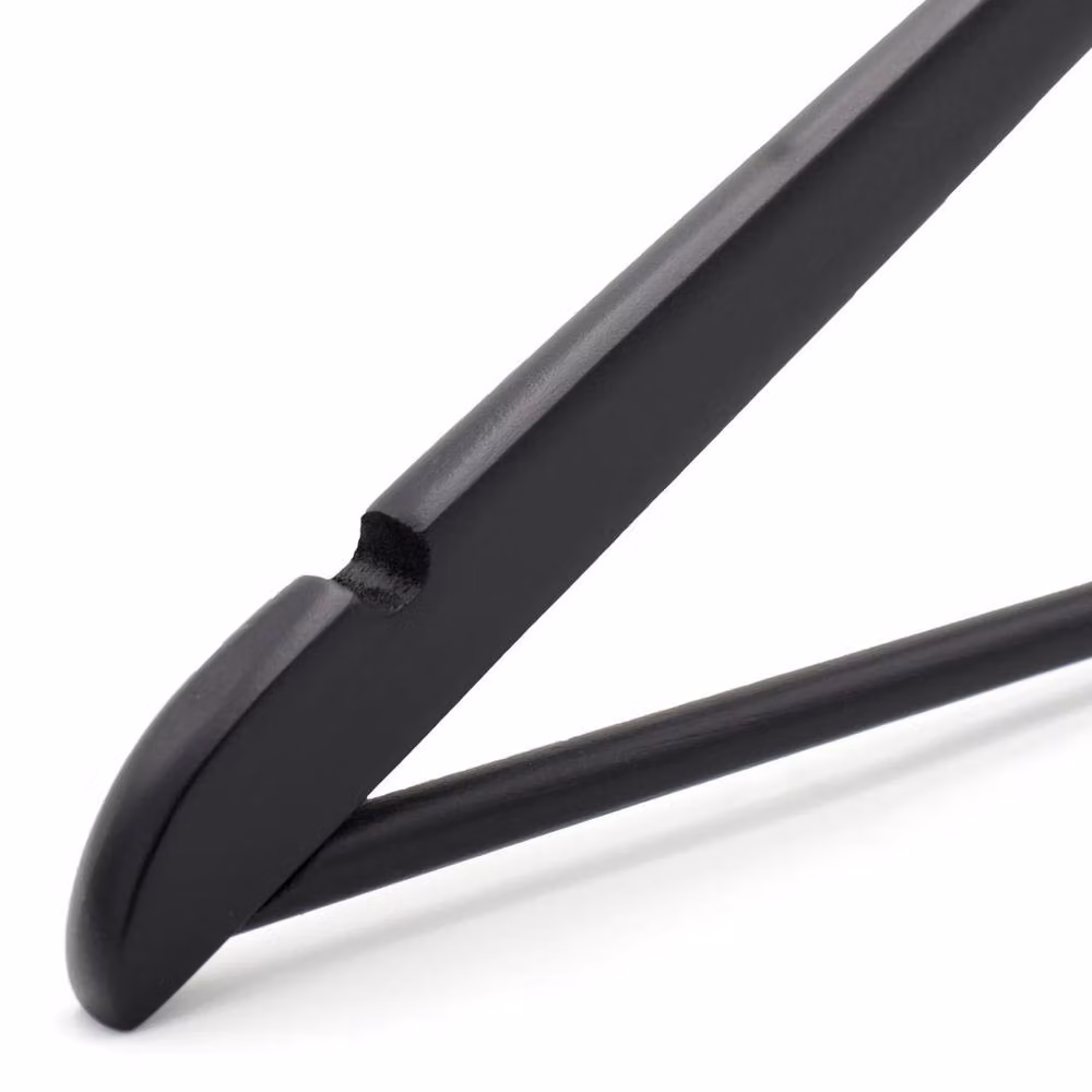 PAWNORA Black Wooden Angled Coat Hangers with Bar – 2