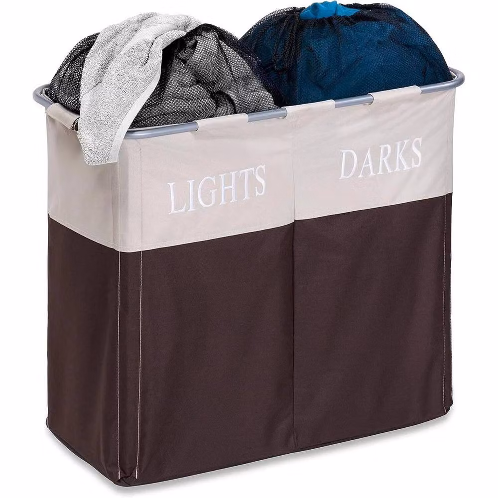 EONLION Brown Collapsible Fabric Laundry Hamper with Handles, 100 cm – 2