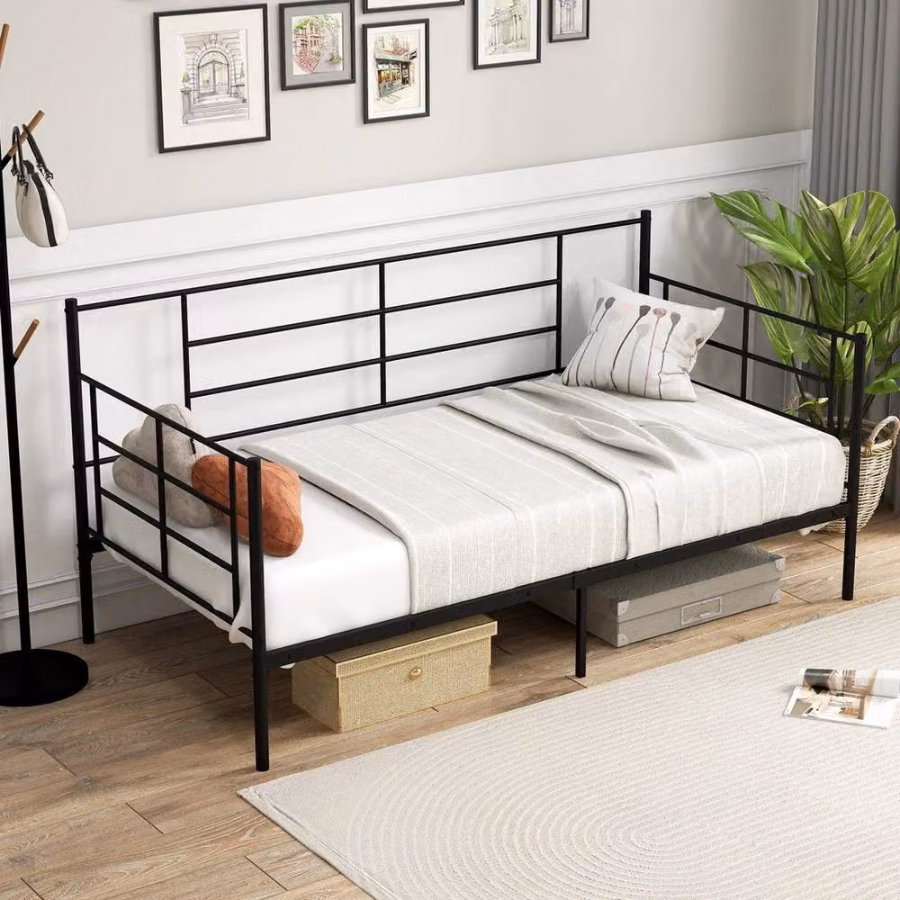 SPETLEK Convertible Single Size Sofa Bed with Arms in Black – 5