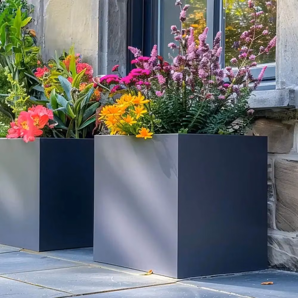 Access Garden Products Matte Grey Galvanised Steel Square Planter Tub, Width: 60 cm – 3