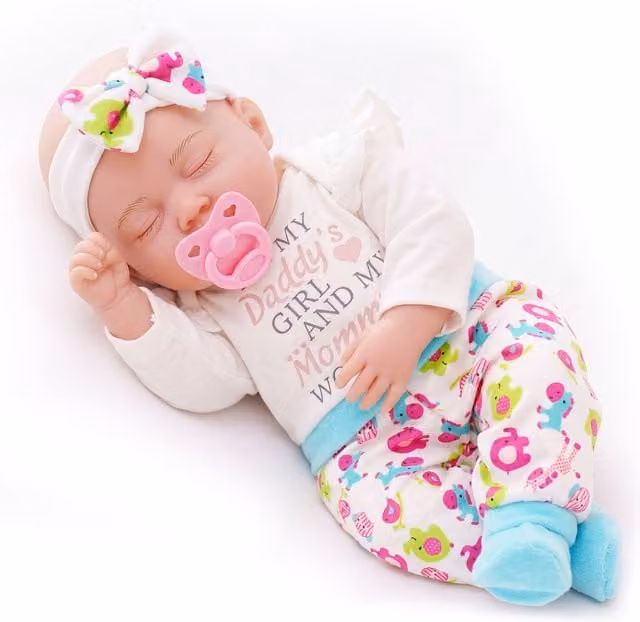 BiBi Baby Soft Body Baby Doll with 16 Sounds and Dummy in White