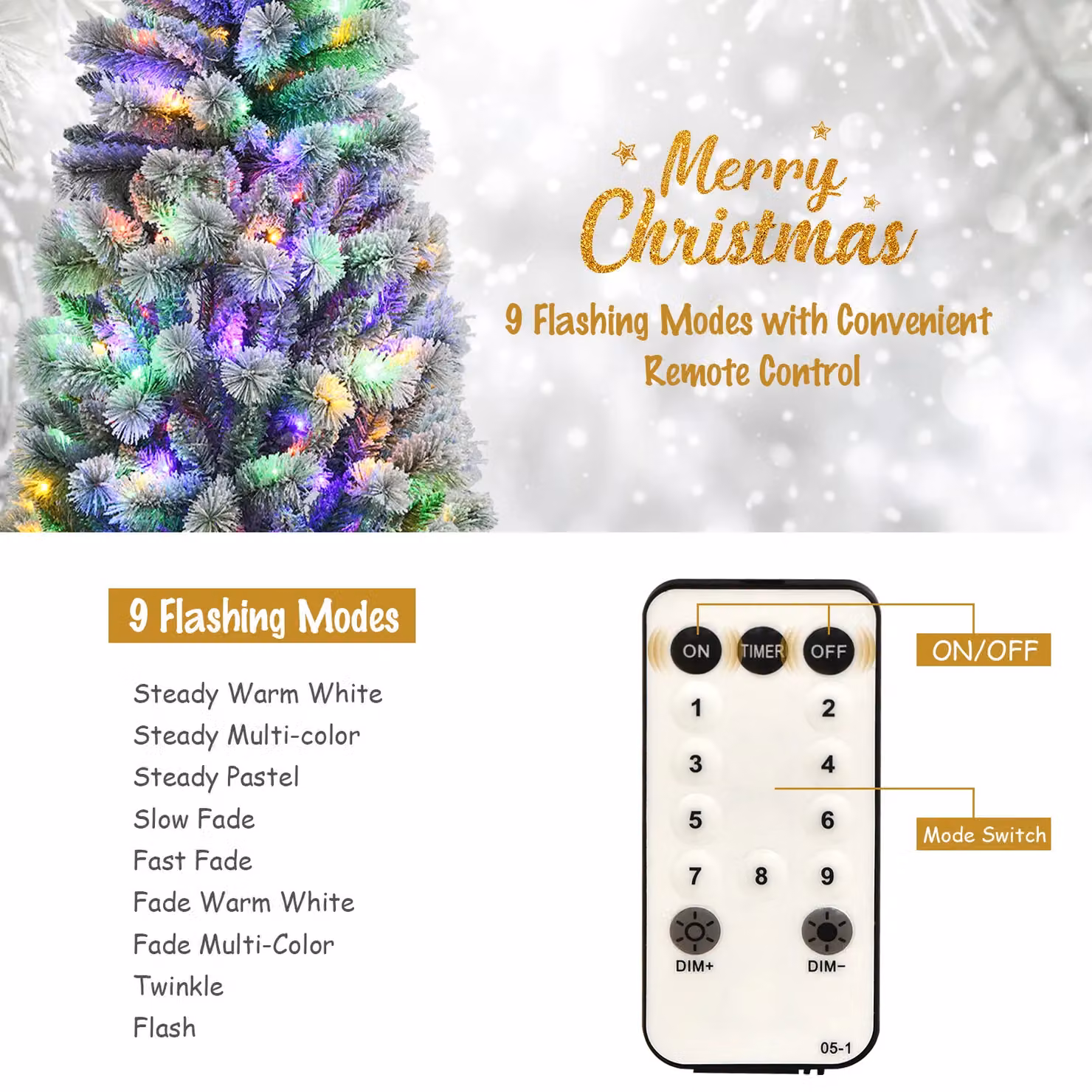 Costway 6ft Illuminated Artificial Christmas Tree in Green with LED Lights and 9 Flash Modes – 3