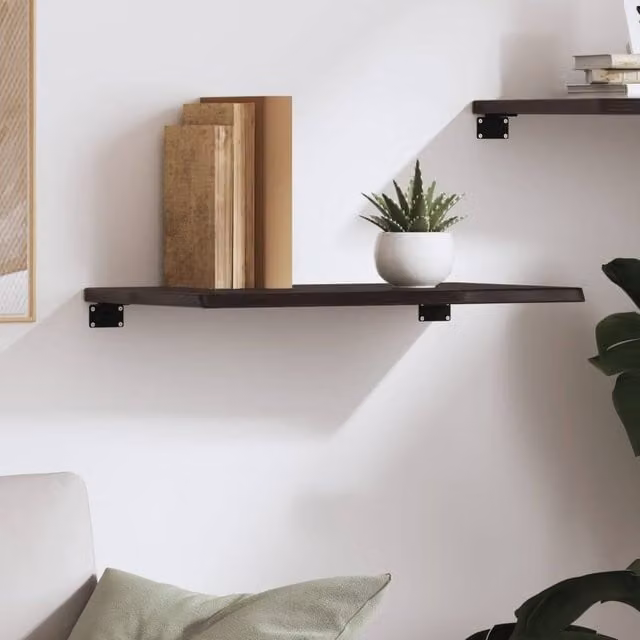 Berkfield Home Wall Mounted Rustic Oak Shelf in Dark Grey, W: 60 cm, D: 40 cm, H: 2 cm