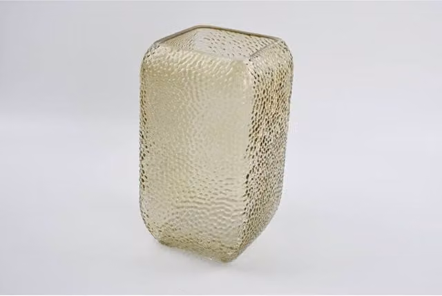 KDMD Brown Dimpled Square Glass Tabletop Vase