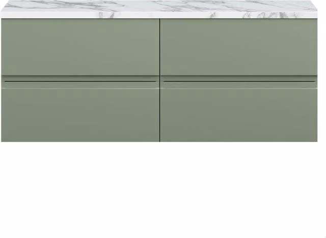 Balterley Mavesyn 4 Drawer Wall Hung Vanity Unit, Satin Green, W: 120 cm