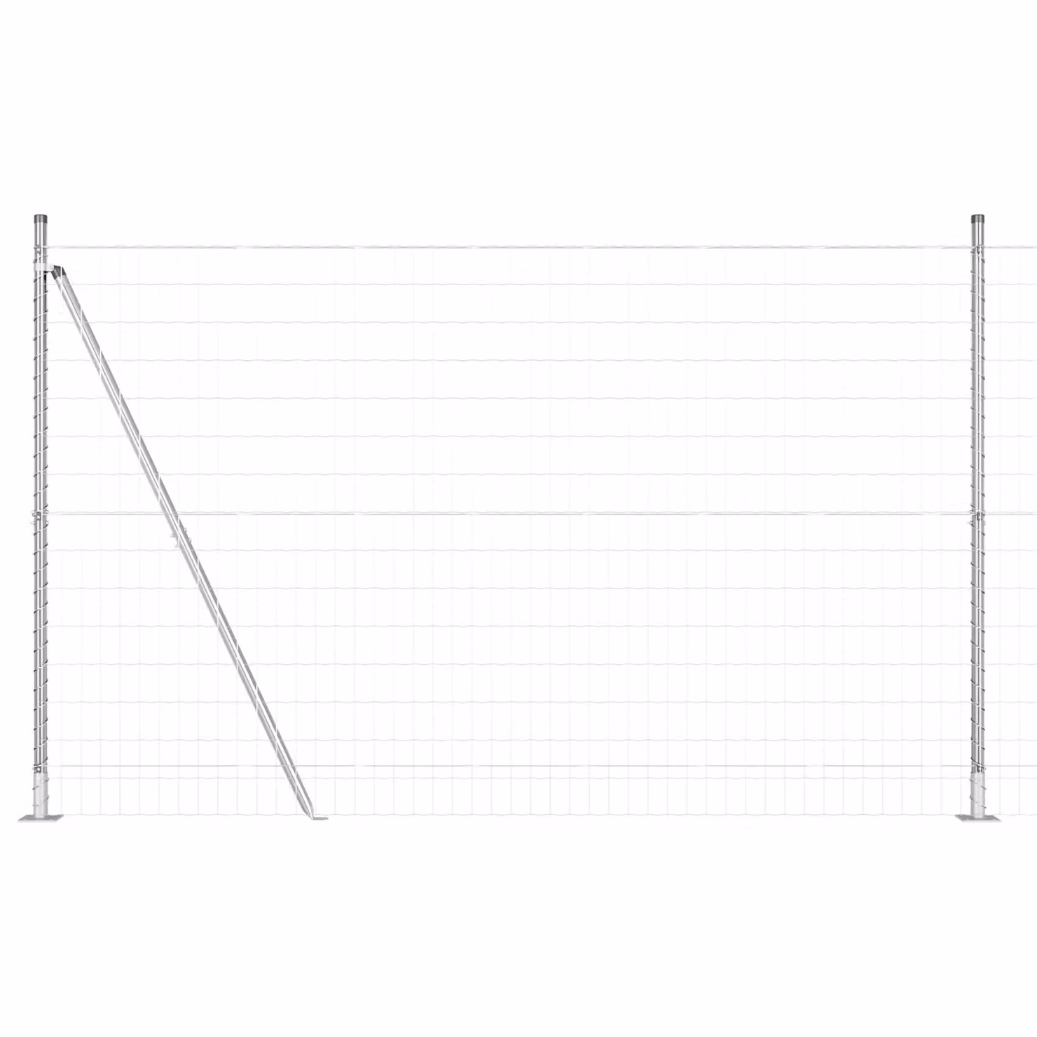 Berkfield Home Euro Fence with 7 Flanged Posts, Silver Galvanised Steel, 1.6 x 10 m – 2