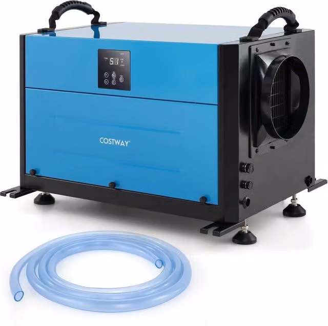 Costway Commercial Crawl Space Dehumidifier with 3 Modes, Blue