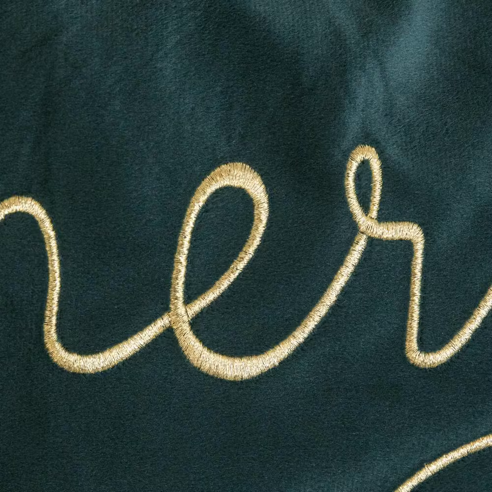 Samuel Alexander Dark Green Christmas Merry Cushion with Gold Detail, W: 49 cm – 4
