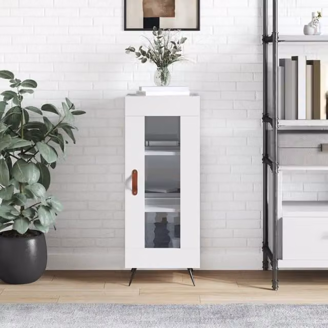 Berkfield Home High Gloss White Sideboard in Engineered Wood W/D/H: 34.5 x 34 x 90 cm – 1