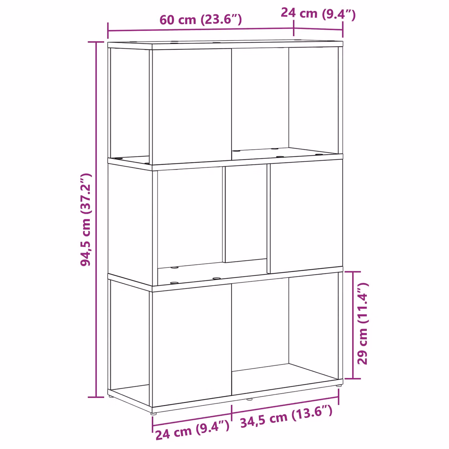 Berkfield Home Entertainment Centre in Brown Old Wood, W/D/H: 60 x 24 x 94 cm – 6