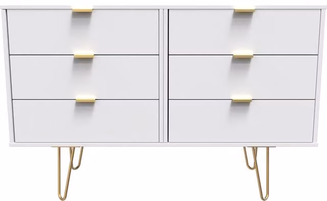 Ready Assembled 2 U Fuji 6 Drawer Wide Chest in White