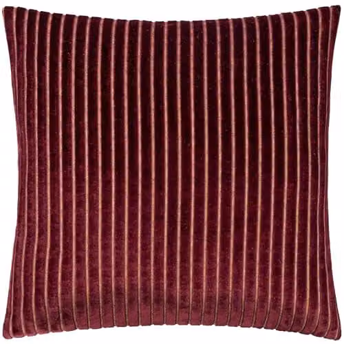 Paoletti Savoy Stripe Velvet Cushion in Red, W/D/H: 50 x 50 x 50 cm – 1