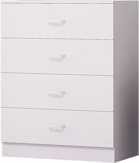 FWStyle White 4 Drawer Chest of Drawers with Metal Handles