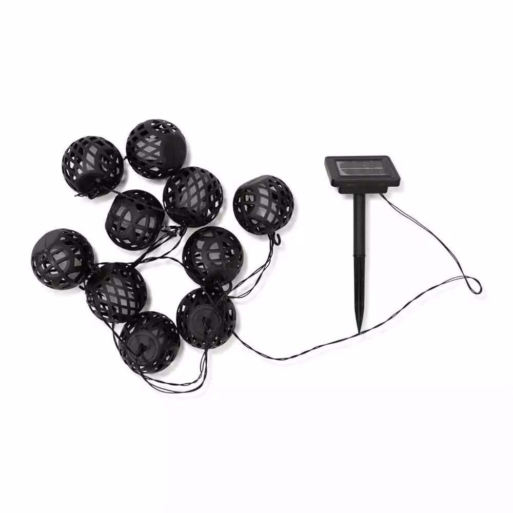 Nordara Solar LED Garden Fairy Lights with Black Metal Lanterns and Warm White Light – 2