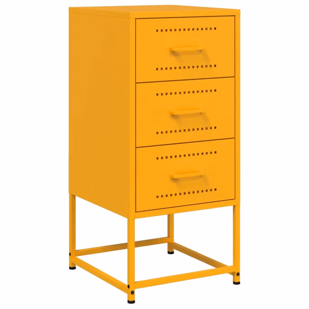 Berkfield Home Set of 2 Mustard Yellow Metal Bedside Cabinets, W/D/H: 36 x 39 x 78 cm – 2