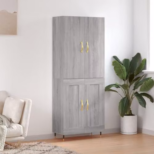 vidaXL Modern Grey Sonoma Highboard with Hinged Doors and Internal Shelves, W/D/H: 69.5 x 34 x 180 cm – 2
