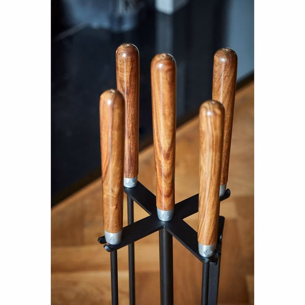 Ivyline Round Fireside Companion Set with Wooden Handle, Brown, H 73 x W 24 x D 24 cm – 2