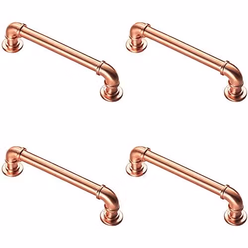 Loops 4 Pack Satin Copper Bar Cabinet Pull Handles with 128mm Fixing Centres