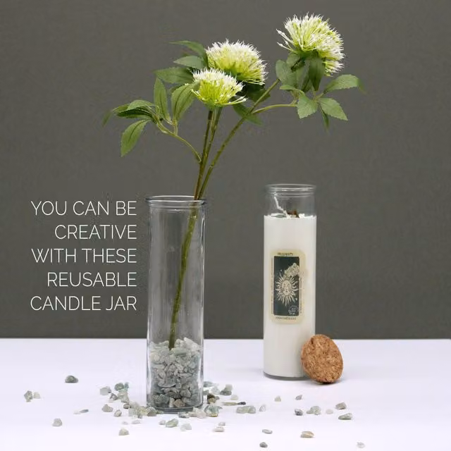 KDMK Seduction Spell White Pillar Candle with Gemstones and Floral Aroma