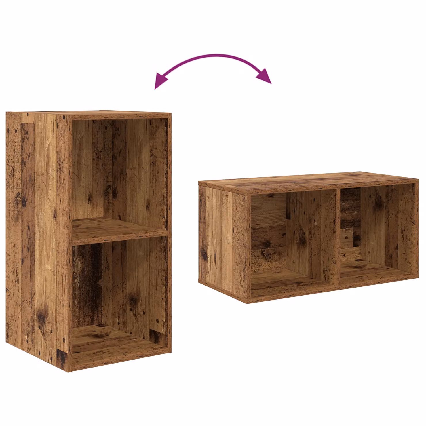 Berkfield Home 4-Piece Wall TV Cabinet in Brown Old Wood, W/D/H: 37 x 37 x 72 cm – 3