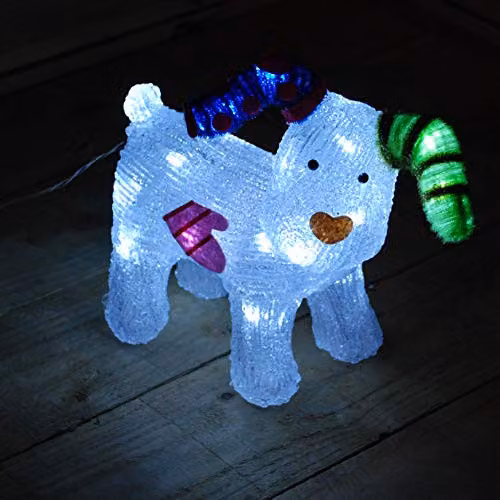 Snowtime The Snowdog Christmas Acrylic Tabletop Decoration, White, Height: 31 cm