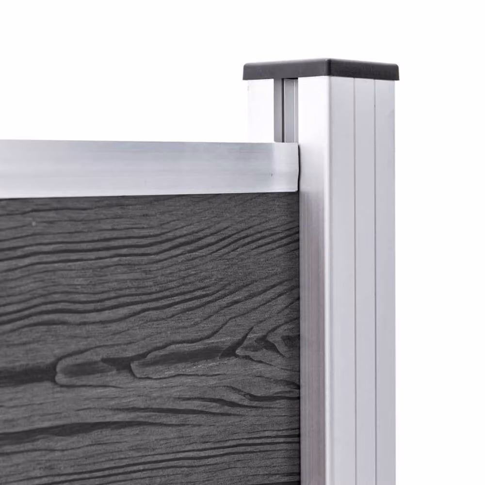 Berkfield Home Durable WPC Fence Panel Set, Black, W: 699 cm, H: 105 cm – 4
