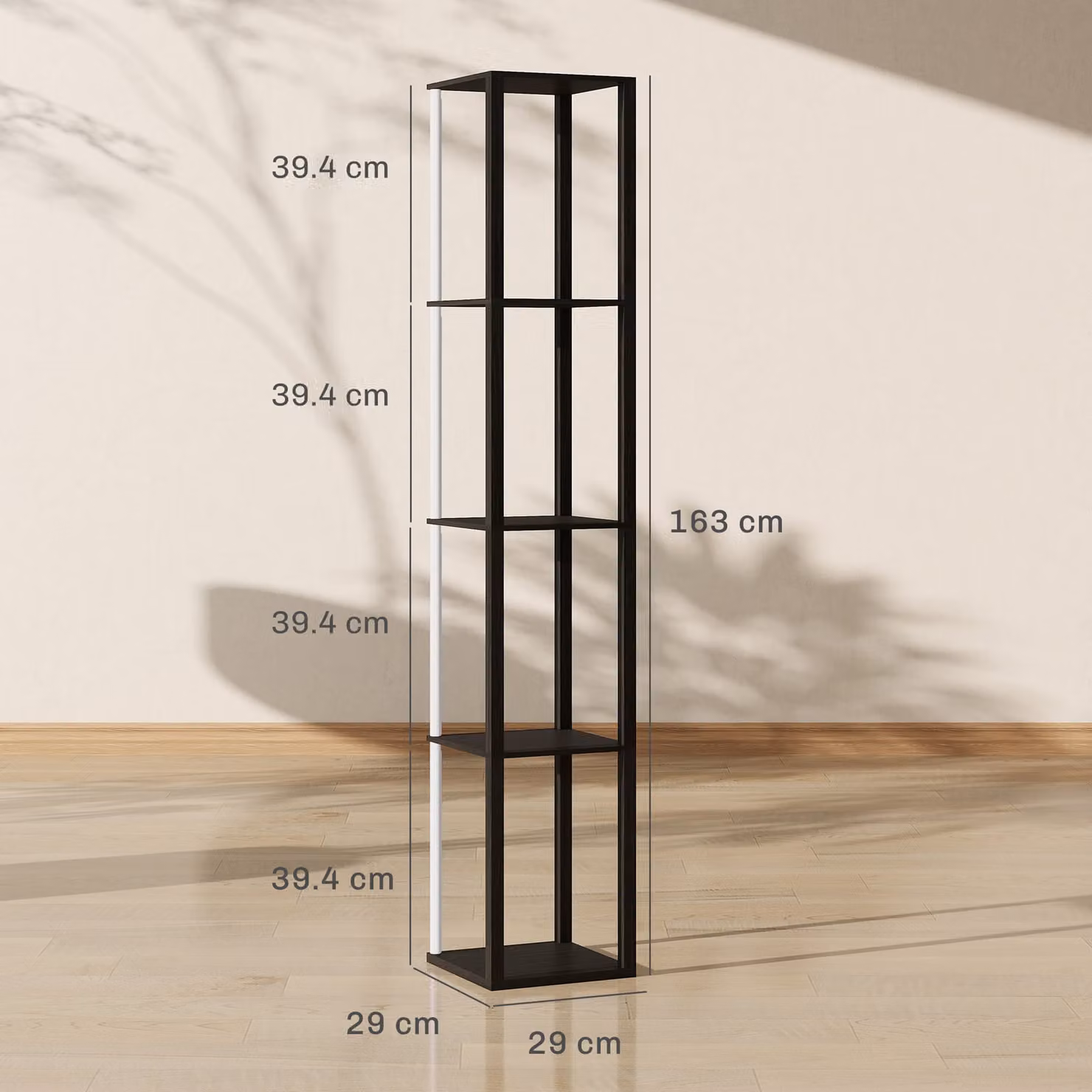 HOMCOM RGB LED Floor Lamp with Shelves, Modern Dimmable Standing Lamp with Remote Control, Black – 2