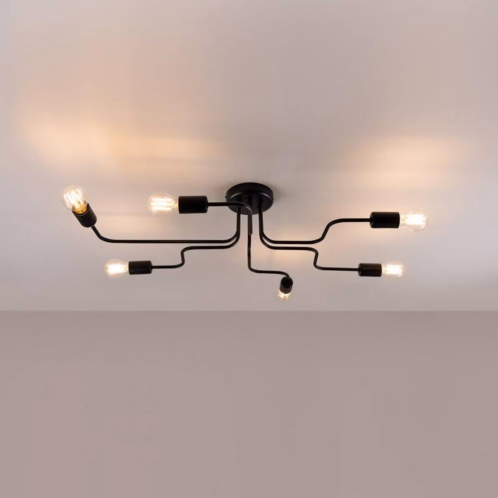 Sollux Lighting Industrial Ceiling Lamp in Black with 6 Lights, W/D/H: 80 x 15.5 x 64 cm – 2
