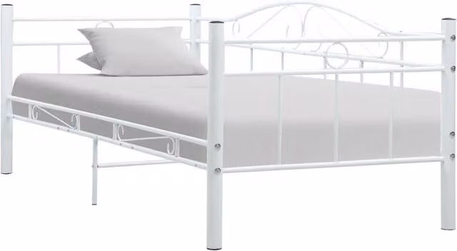 Berkfield Home Classic Metal Bed Frame, White, W: 90 cm, D: 200 cm