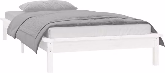 Berkfield Home White Solid Pine LED Bed Frame with Under-Bed Lighting W/D/H: 90 x 200 cm – 1