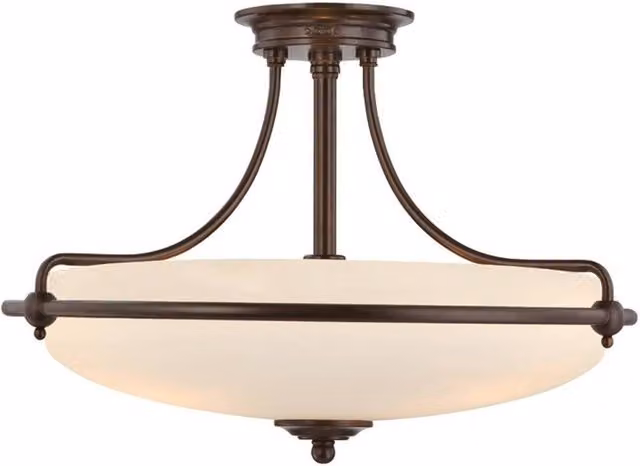 Netlighting Griffin 4 Light Semi Flush Ceiling Light in Bronze and White with E27 Bulbs