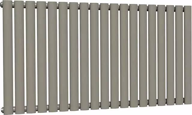 Lux Heat Oval Horizontal Coloured Radiator in Dark Sage, W: 114 cm, H: 60 cm